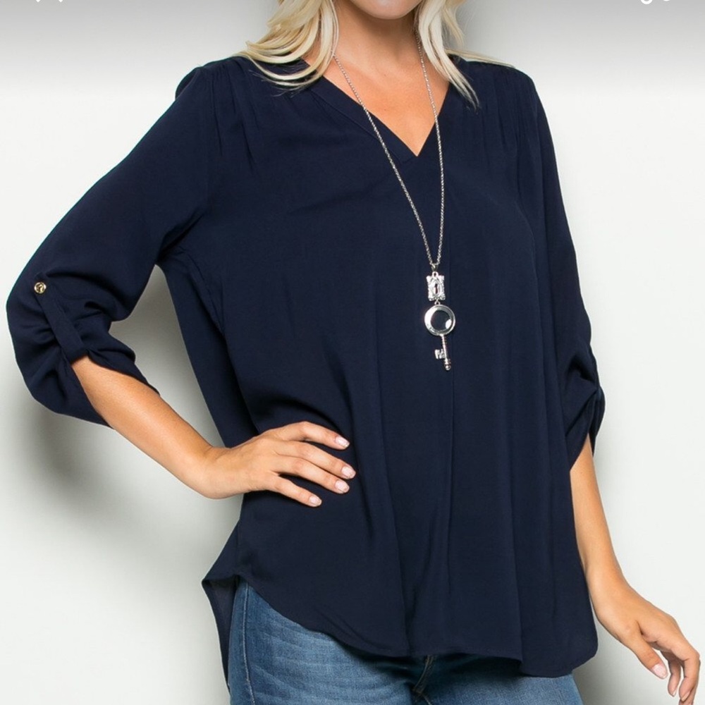 Elegant Navy Blue Women's Top